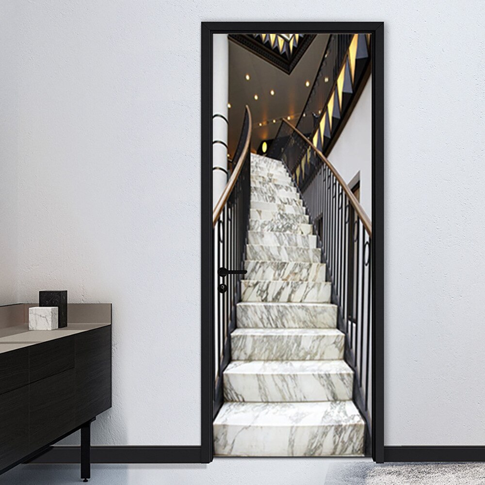 Modern Door Sticker Stairs Pattern PVC Self-Adhesi... – Grandado