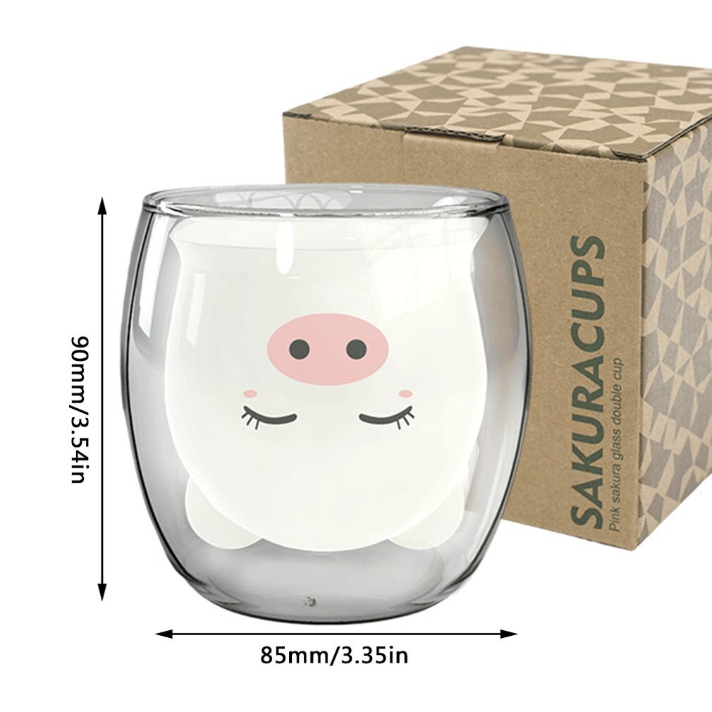 Cartoon Leuke Melk Mok Kat Klauw Beer Varken Double Wall Cup Koffie Mok Student Water Fles Rode Wijn Glas kinderen: Paars