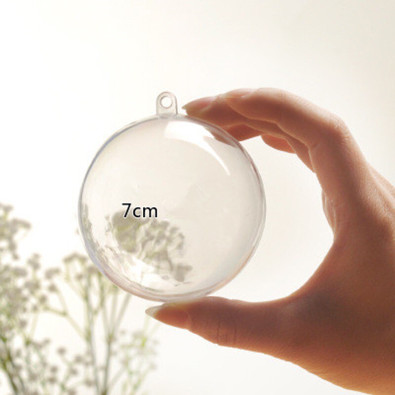 Christmas Decoration Hanging Ball DIY Plastic Sealable Can Open Transparent Hollow Sphere ChristmasTree Hanging Transparent Ball: 7cm