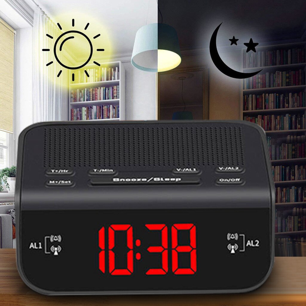 Alarm Clock Fm Radio With Dual Alarm Buzzer Snooze Sleep Function Led Time Clock Desktop Table Decor Настольные Часы