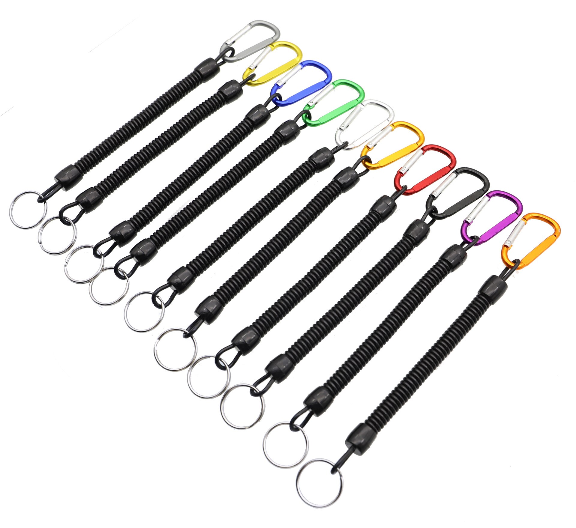 Cuerda de Seguridad para pesca en bote mosquetón con forma de D, hebilla de Camping, bloqueo de seguridad, cordón de pesca, pinzas seguras, empuñaduras de labios, cuerda de resorte
