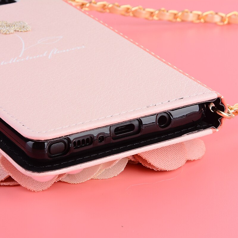 Abdeckung Telefonkasten Für Samsung Galaxy Note 8 N950F 6,32 "Flip Pu-leder Shell Luxus Rose Blume Holster Kette Tasche