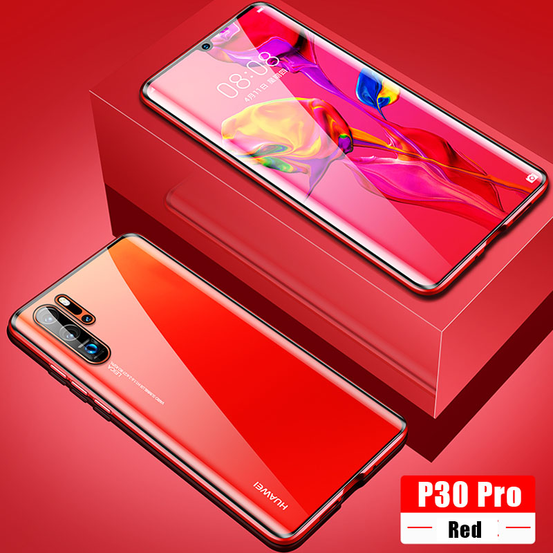 360 Magnetic Double Glass Case For Huawei P30 Pro Tempered Glass Cases On Huwei Huawey Huaweii P 30 Pro 30Pro P30Pro Coque Capa: P30 / Red