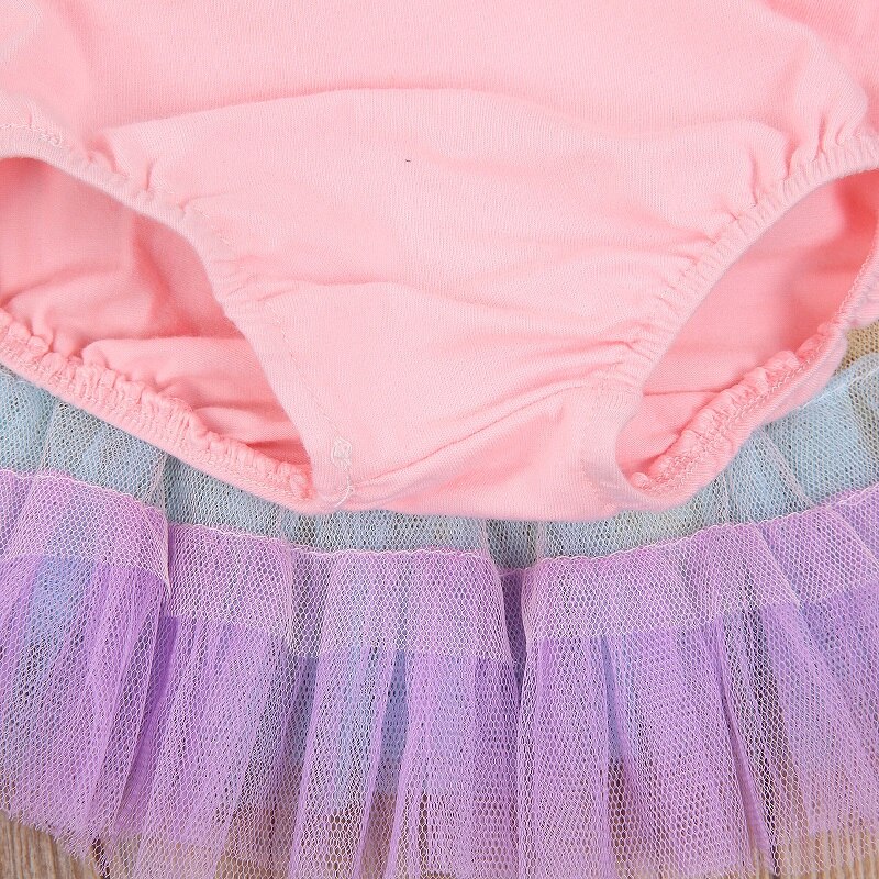 Härlig nyfödd flicka elastisk midja paljetter rosett tutu lager bodysuit kjol pannband 2 st prinsesstjejer regnbågskläder