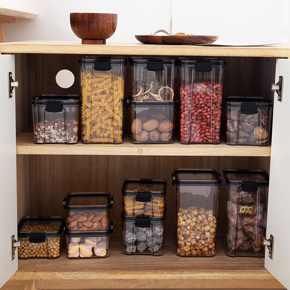 PET Plastic Food Containers Transparent Stackable Dry Food Storage Box Kitchen Spaghetti Noodles Sealed Containers