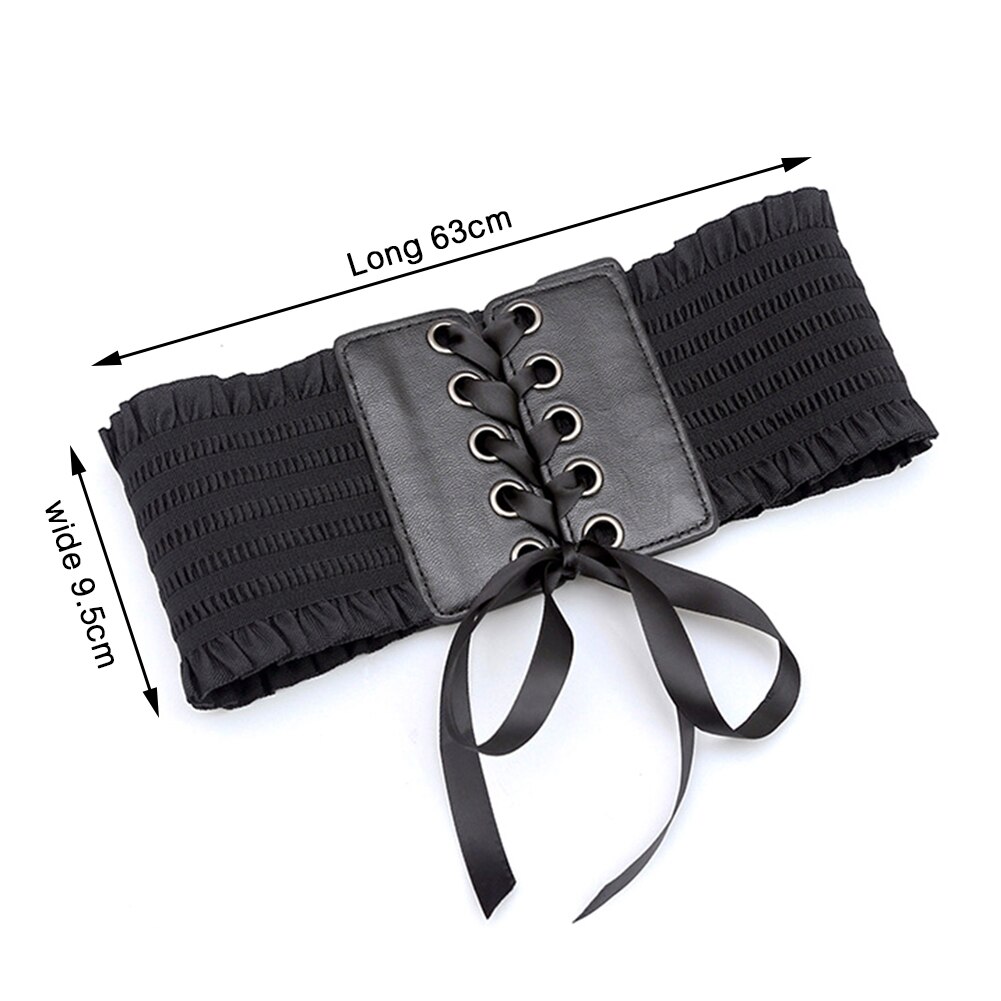 Gótico espartilho moda cintura cincher bustiers vestido largo espartilho cintura cinto de estiramento rendas até borlas fivela elástica superior