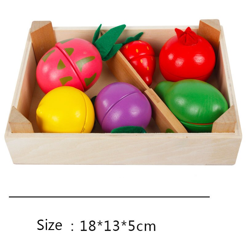 Montessori cut fruits and vegetables toys wooden classic game simulation kitchen series toys early education play house toy: B