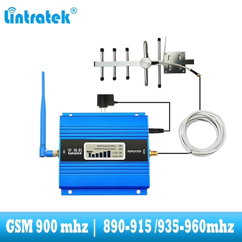 lintratek GSM 900 Mhz 2G Cellular Cell Phone Signal Booster GSM Signal Repeater mobile communication Amplifier antenna cable set