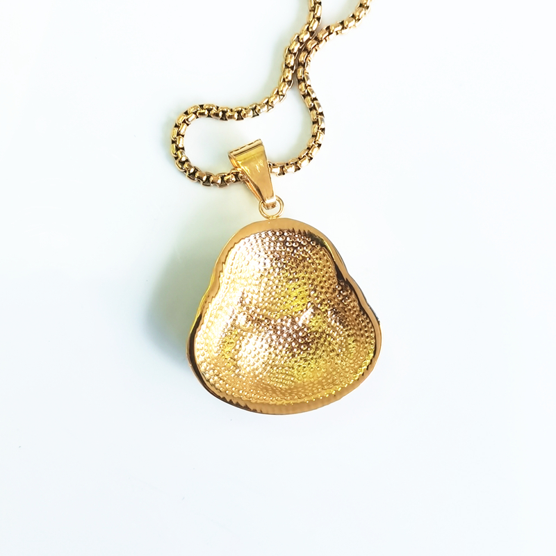 Hip Hop Mannen Ketting Met Strass Roestvrij Staal Gouden Kleur Plated Maitreya Hanger