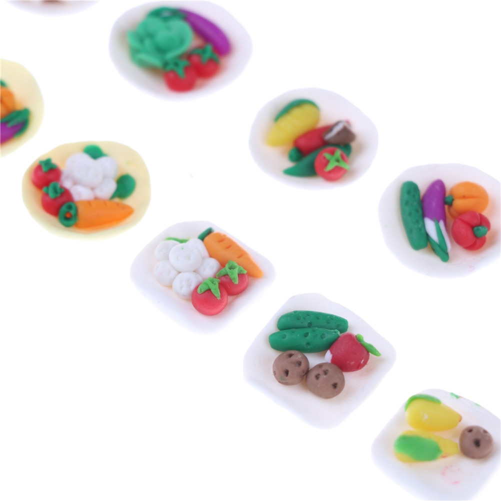 1.5Cm Food Mini Vegetables Dish PlateTable Decor Classic Pretend Play Presents Dollhouse Miniatures Kitchen Toys