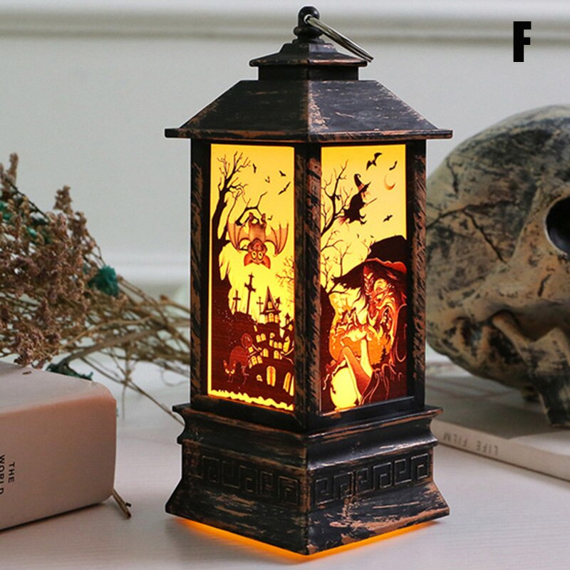 Halloween led natlys lanterne festival dekoration simulation brand lampe fest hjem rekvisitter halloween dekorativ lampe: F lampelys