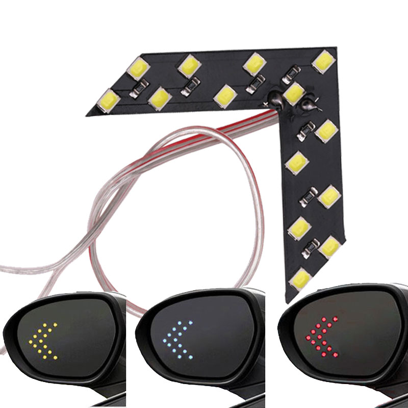 1x Auto Styling LED Richtingaanwijzer Achteruitkijkspiegel Pijl Panelen Indicator Licht Achteruitkijkspiegel Signaal lamp 12V 14 SMD Geel