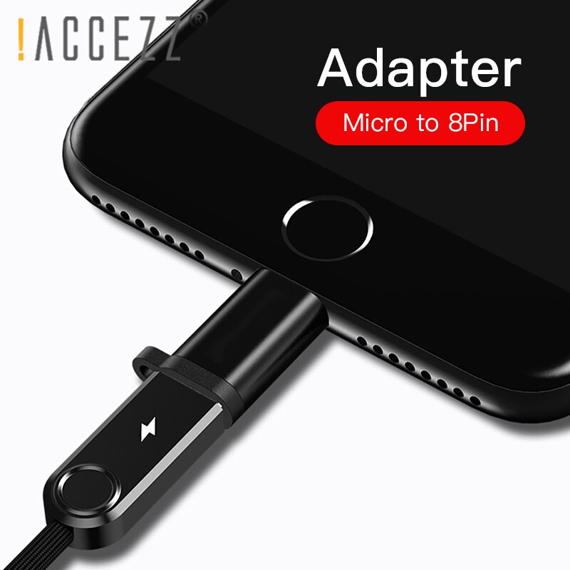 ! Accezz Micro Verlichting Usb Adapter Voor Iphone X Xr Xs Max 8 7 6S 6 Plus Met Sleutel keten Sync Data Otg Opladen 8 Pin Converter