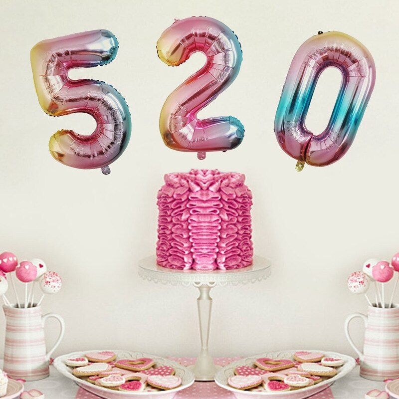 1 pc gradient farve digital ballon fødselsdag år fest bryllup dekoration oppustelig helium nummer ballon
