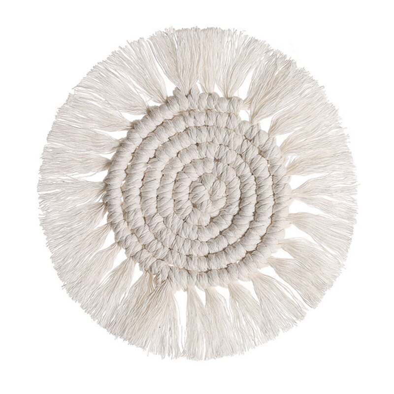 Table Mats Bohemian Handwoven Macrame Coasters Cotton Rope Braided Placemats Pad Table Decor Heat Resistant Table Mat Cup Pads: 04