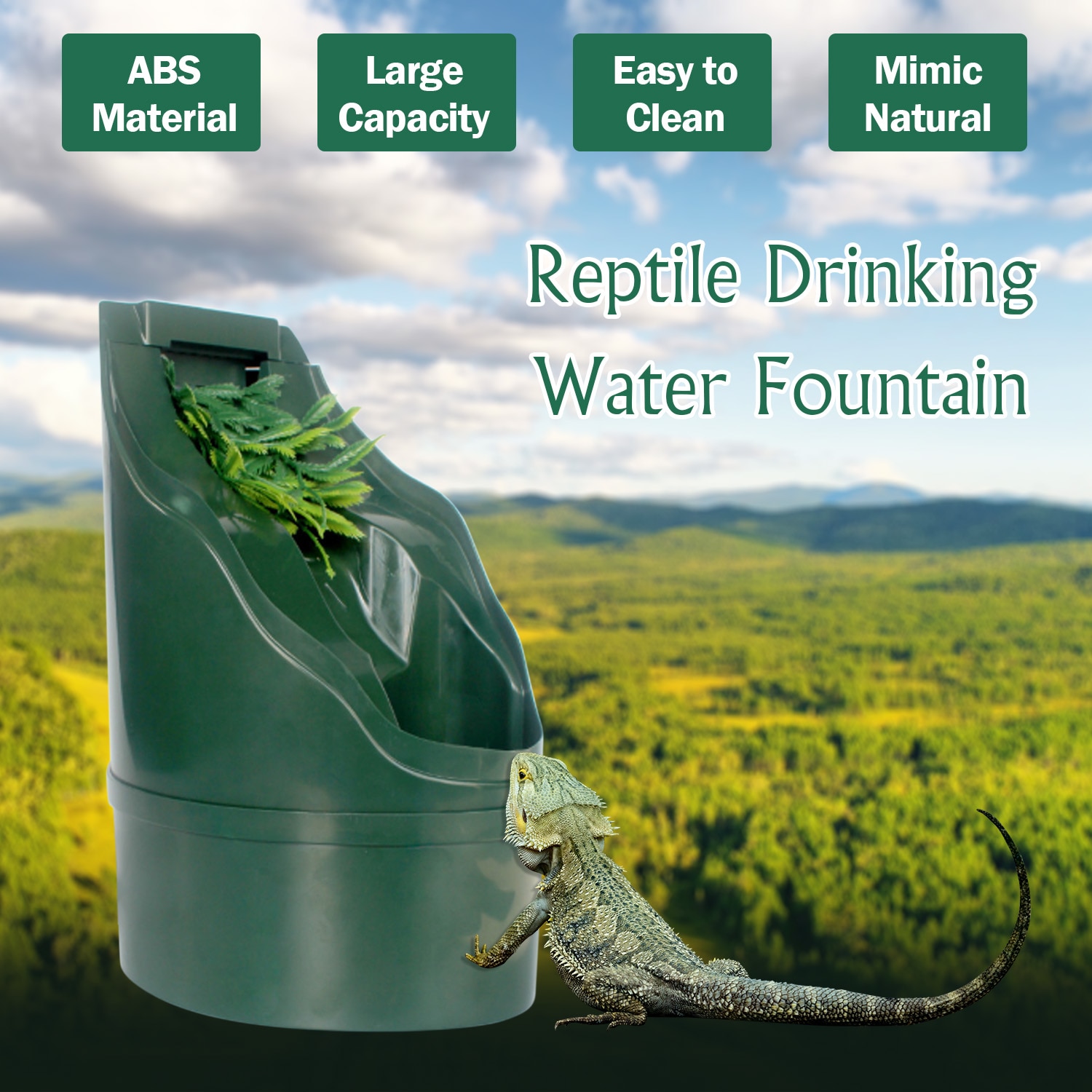 Pet Drinking Water Dispenser Reptile Drinking Water Filter Fountain Chameleon Lizard Dispenser Amphibian Feeding Drinkers Tool
