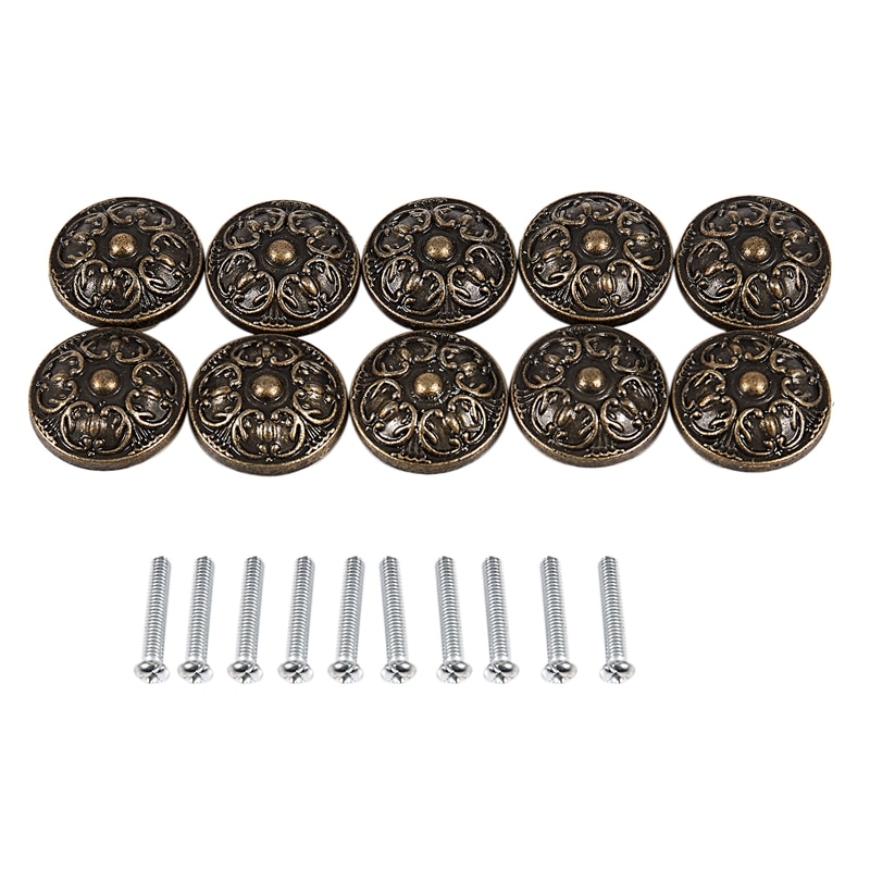 Palads mønster vintage bronze forzinkning rund kedel skab skab skuffe køkken dørknapper træk håndtag - bronze blomst (