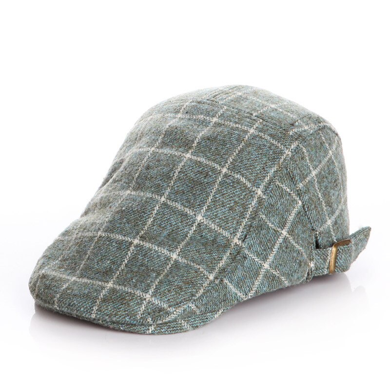 Woolen Baby Hat Winter Plaid Kids Cap Classic Baby Boy Hat Accessories Beret Hats for Babies: Light Green