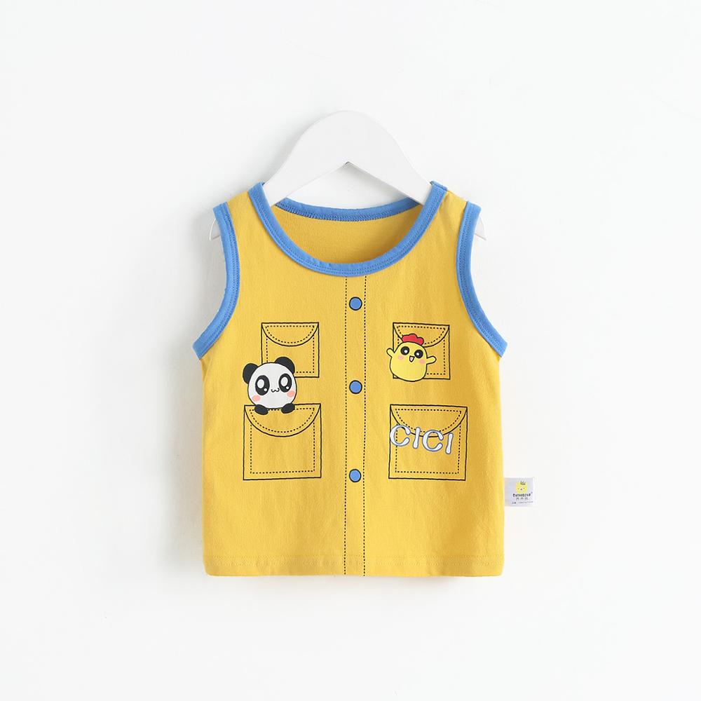 Ciciibear 0-5Y Baby Zomer Katoenen T-shirts Jongens Meisjes Mouwloos T-shirt Cartoon Gedrukt Vest Koreaanse Stijl Kinderen Kleding: yellow / 60M