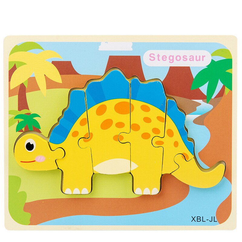 Wooden Puzzle Kids Toy Baby Wood Jigsaw Puzzles Cartoon Dinosaur Animal Early Educational Toys For Children: Stegosaur