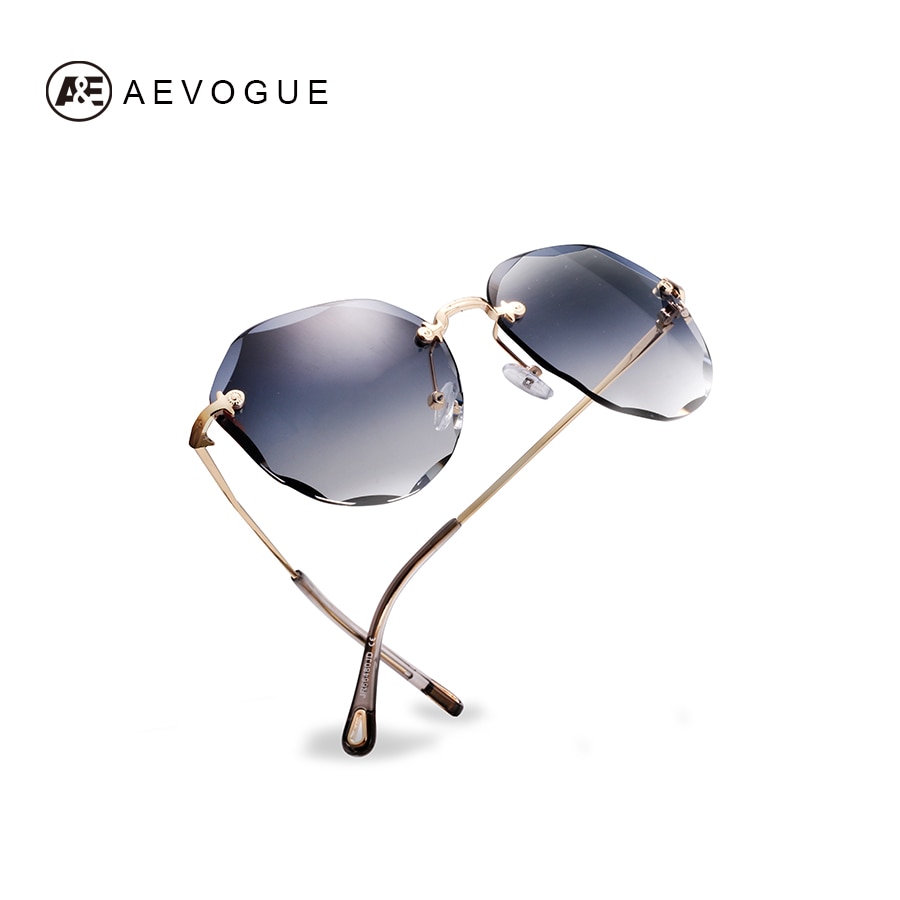 Aevogue solbriller til kvinder damer kantløse diamant skærende linse mærke ocean shades vintage solbriller  ae0637