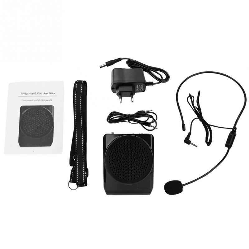 110V-220V Portable Rechargeable Voice Loud Booster Amplifier Microphone Teaching Speaker with Waistband: EU Plug