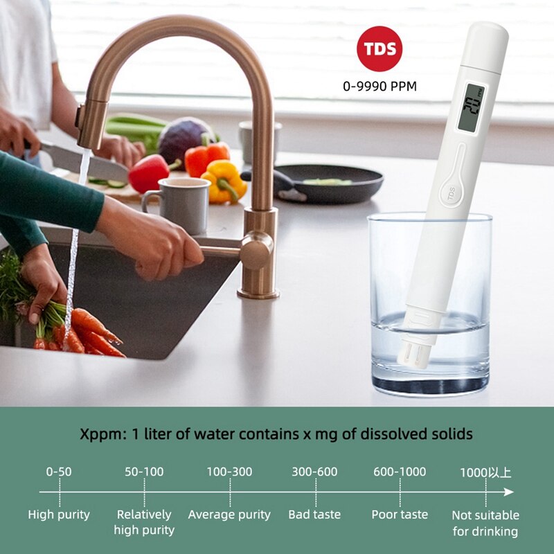 TDS Meter0-9990Ppm Digital Water Purity Tester Testing Pen Measure Monitor For Laboratory Aquarium Swimming Pool