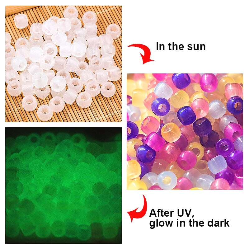 6*8mm UV Changing Reactive Acrylic Beads Mixed Color Glow In The Dark DIY bracelet DIY jewelry making children intelligence