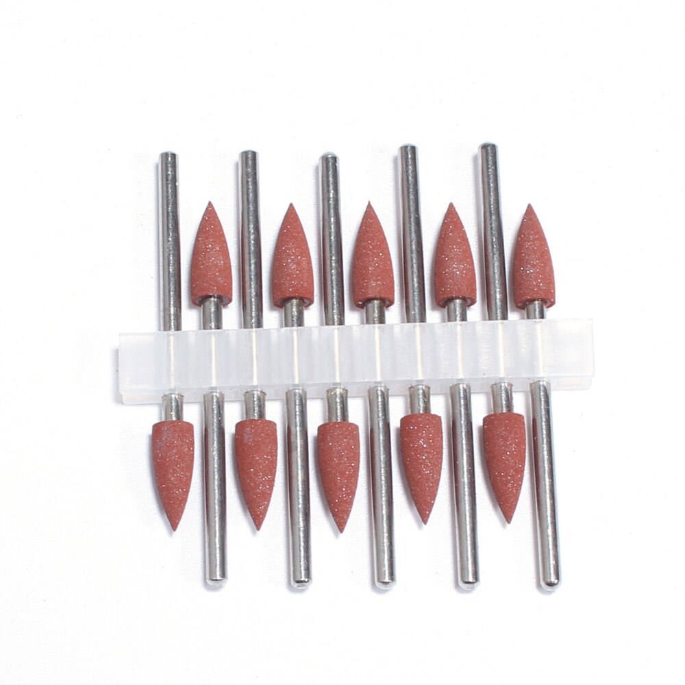 Unid/set de brocas de silicona para uñas, brocas de goma para manicura, brocas de fresado eléctrico rotativo, herramientas de rebaba, 10 unidades