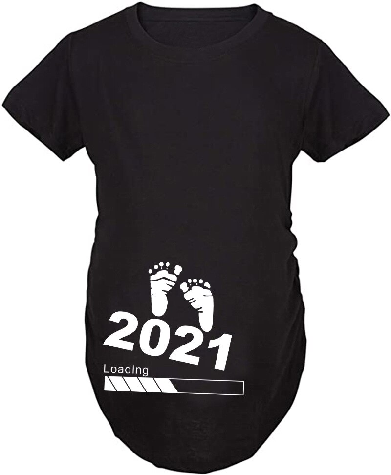 1 teile/los Frauen essen Gedruckt Schwangere T Shirt Mädchen Mutterschaft Kurzarm Schwangerschaft sommer top: 5 / XXL