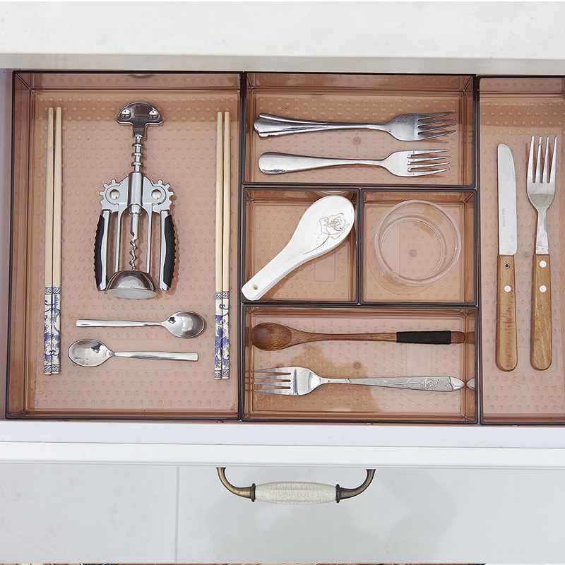 Boîte de rangement de maquillage de style tiroir, conteneur en plastique pour divers articles cosmétiques, séparateur de couverts de cuisine, organisateur de divers articles de bureau