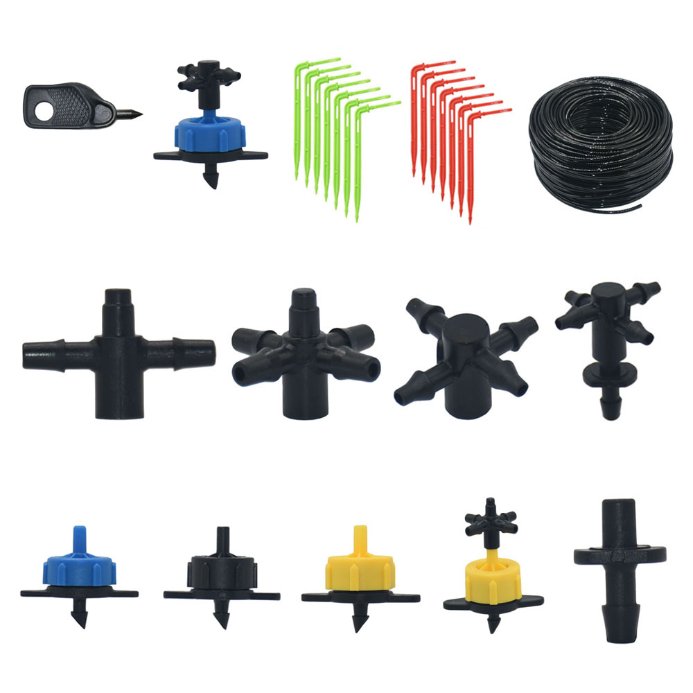 impostato di irrigazione a goccia con freccia curva in vaso per serra dispositivo di gocciolatore di compensazione della pressione muslimata 3/5mm connettore per tubo flessibile a 1/2/4 gareggiare