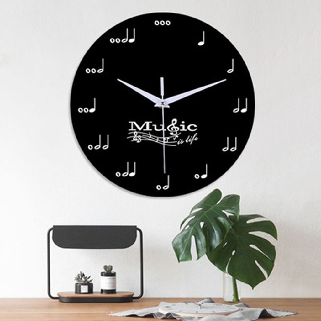 12-inch Silent Decorative Clock Bedroom Living Room Musical Note Clock Simple Personality Wall Clock