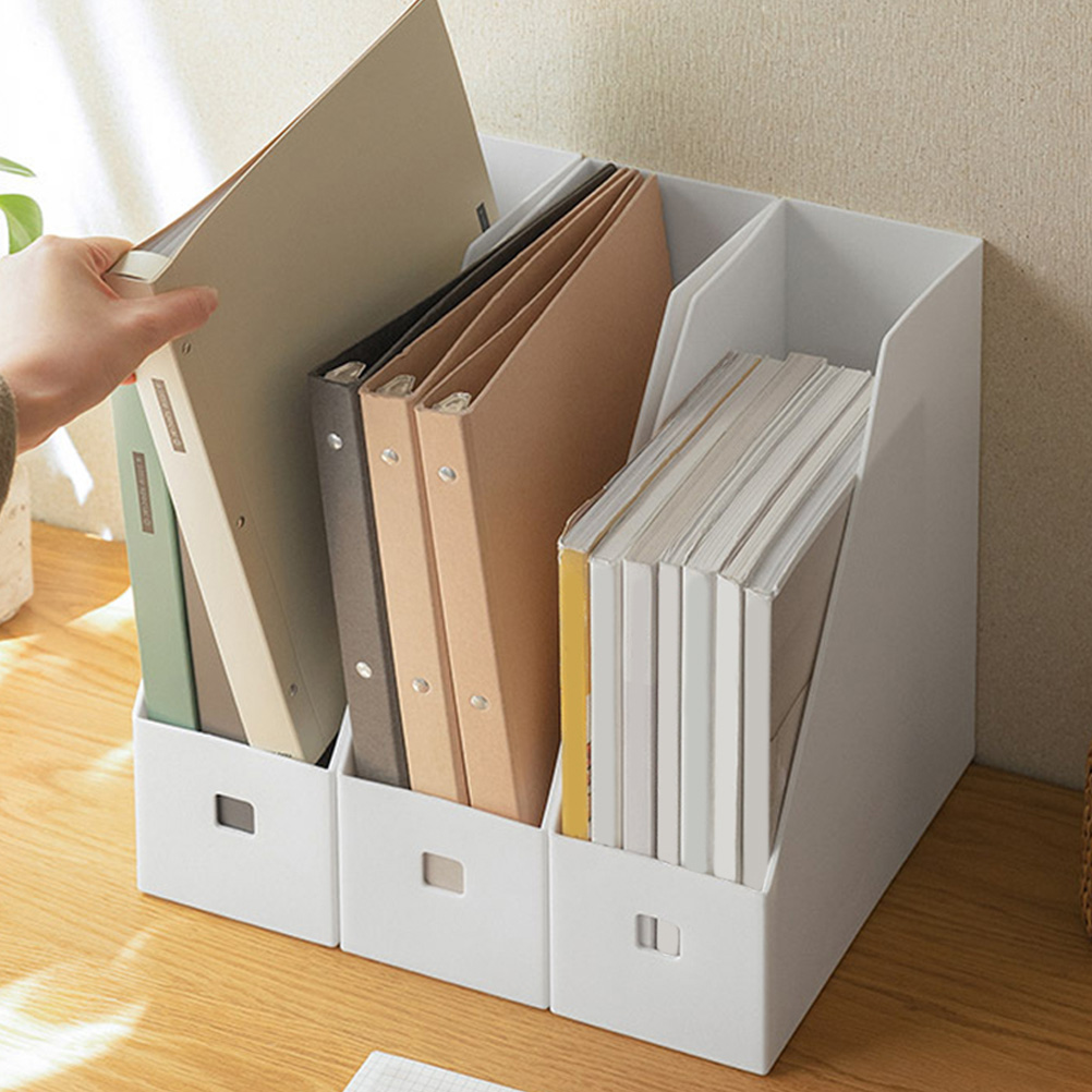 3Pcs File Storage Rack Holder Stand White Bookshel... – Vicedeal