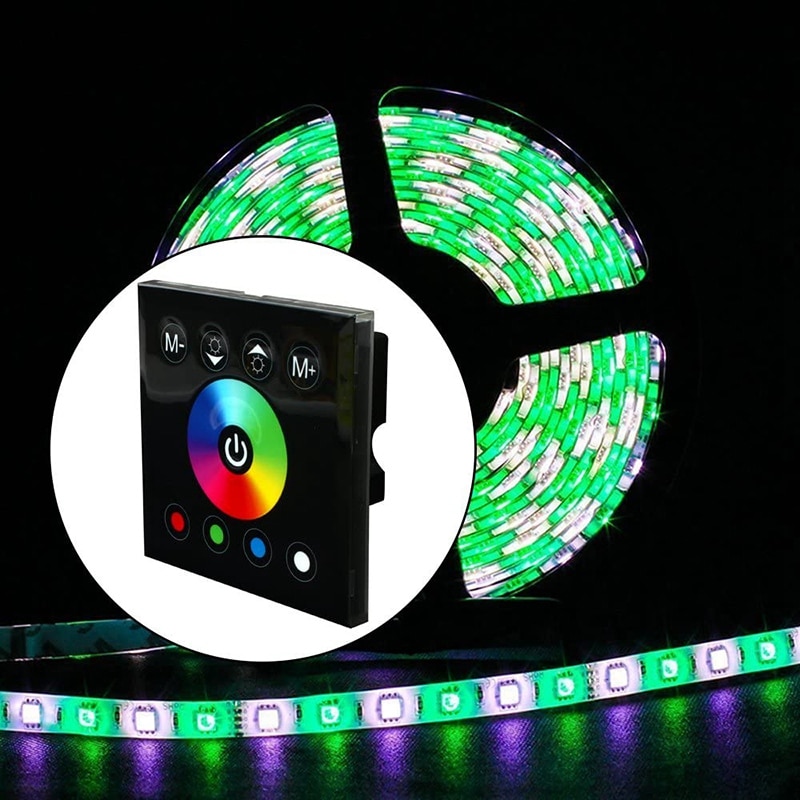 RGB LED Dimmer Wall Switch,Wall- Mounted Plastic Cover Contact Panel Switch for DC 12V-24V 3528 5050 Multi-Color RGB RGBW LED St