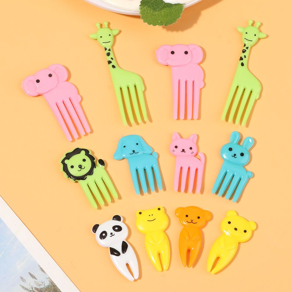 6-18pcs Mini Animal Farm Cartoon Food Picks Children Snack Dessert Food Fruit Forks Lunch Bento Vegetable Crockery Party Decor
