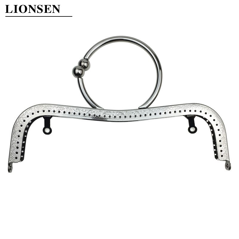 Lionsen 1 st 22cm metallväska ram kiss spänne låsring handtag m form för pysselväska handtag pysselväska tillbehör: Pistol svart