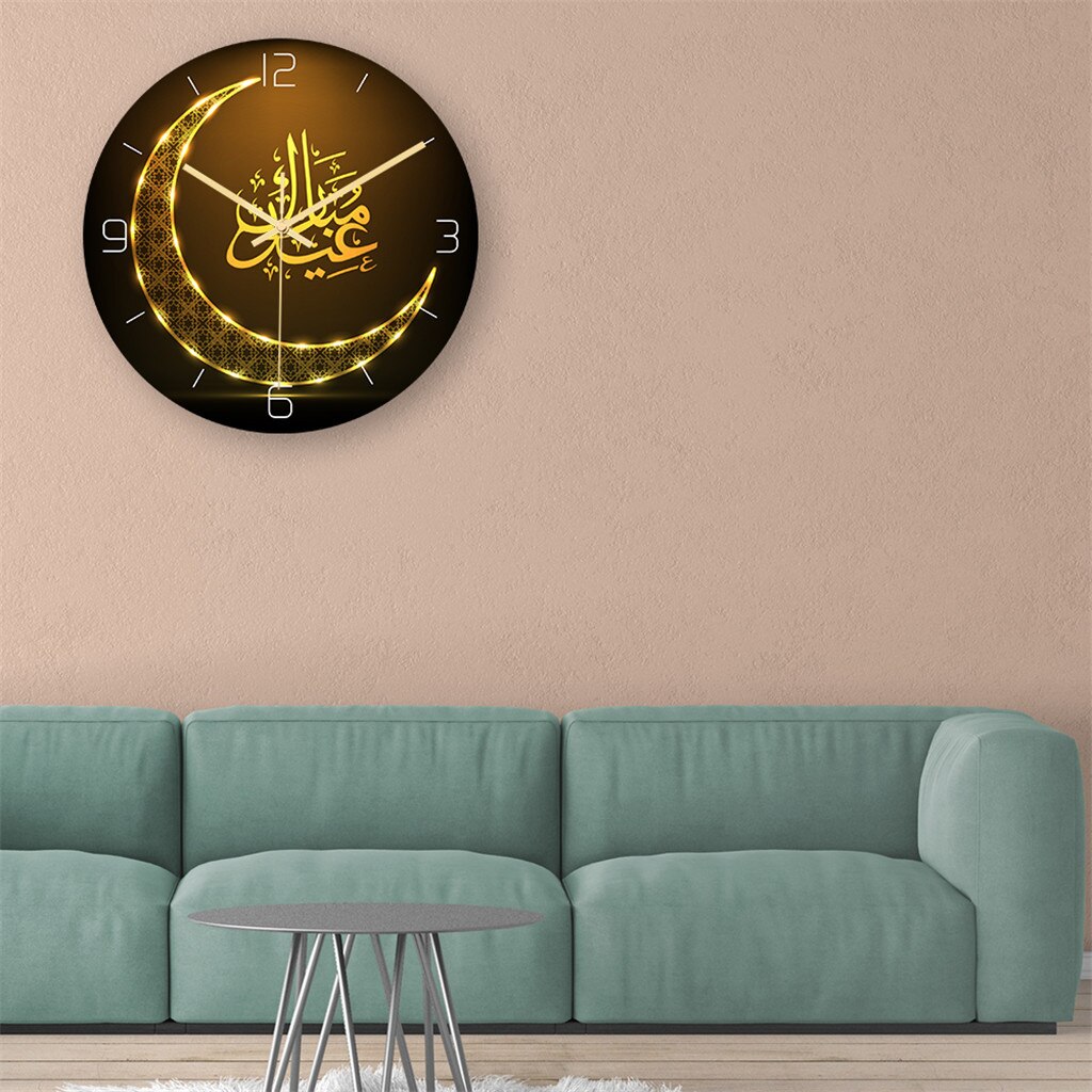 Frameless 3D Wall Clock Decal Sticker Muslim Ramadan Mubarak Home Decor Wall Clock Posters Wallpaper Islamic Wall Clock