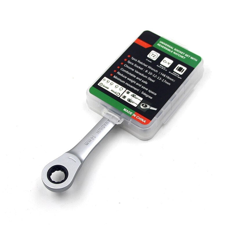 7 in 1 Double Head Reversible Ratchet Combination Spanner Set Mechanic Universal Socket Set Wrench Tool Ratchet Wrench