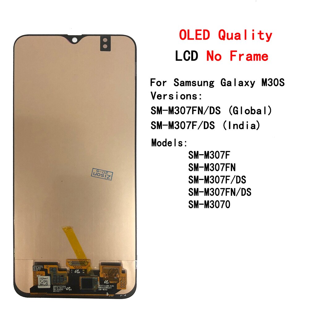 LCD For Samsung Galaxy M30S M307 SM-M307F M307F/DS M307FN/DS M3070 LCD display Screen Touch panel Digitizer with frame Assembly: OLED no frame
