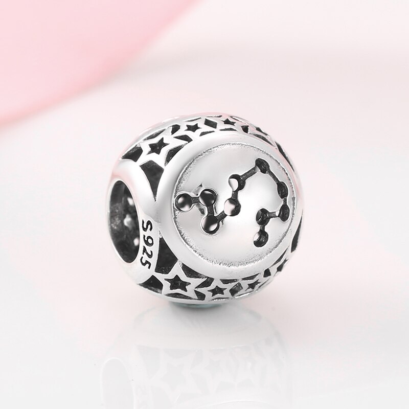 Vintage ▾ 925 sterlina d'argento Aquarius stella Segno Dello Zodiaco Perline Pendenti E Ciondoli in forma Originale JIUHAO Braccialetto di Fascino Monili che fanno
