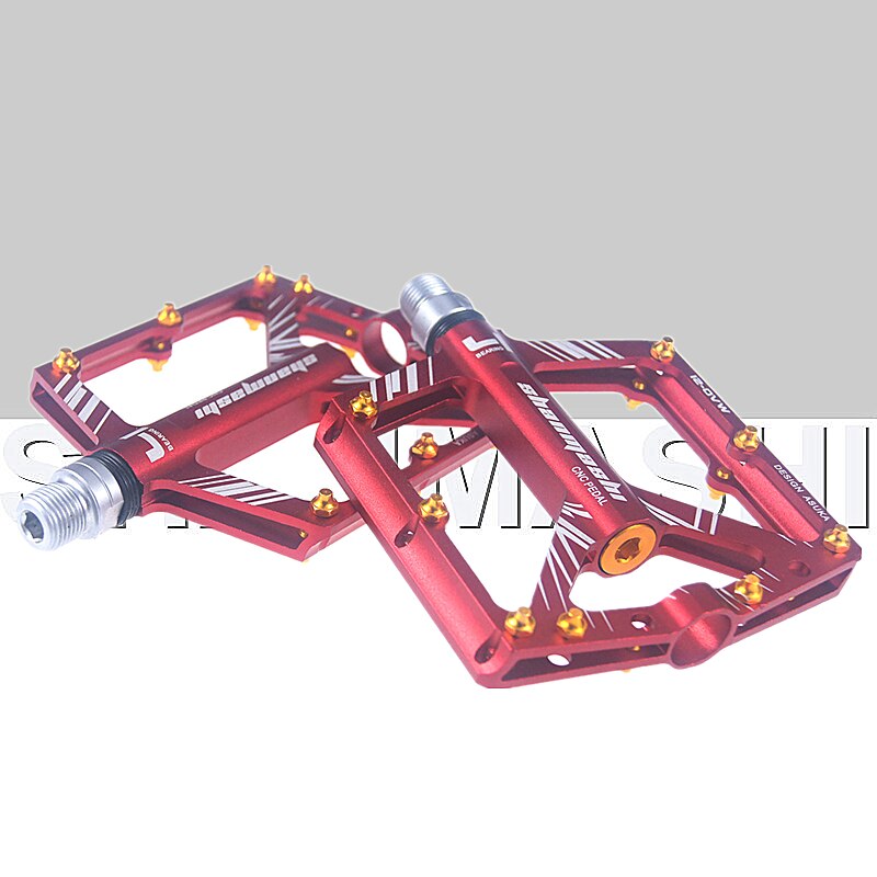 Aluminium Fiets Palin Pedaal Racefiets Pedalen Ultralight Mountainbike Pedaal Fiets 4-Lager Anti-Slip Pedaal Fiets accessoires: Red