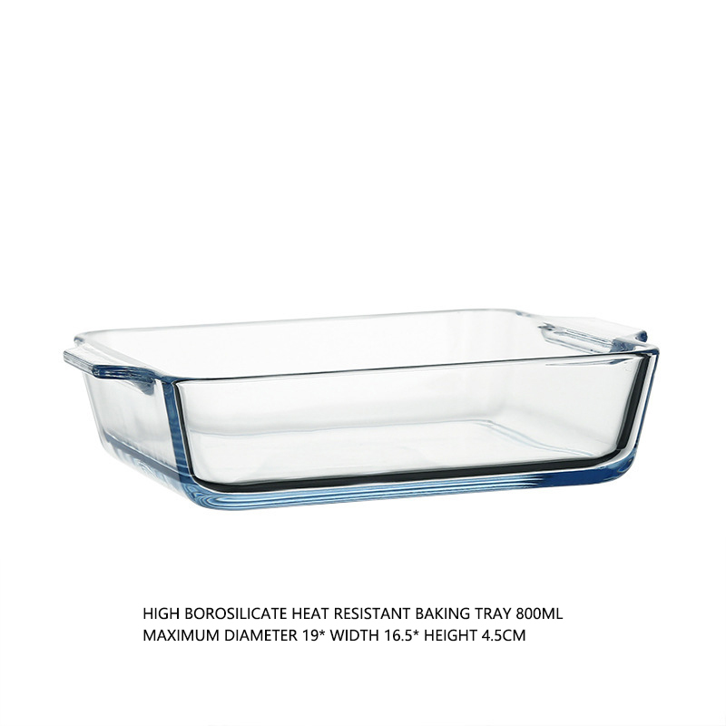 Transparent Microwave Oven Glass Bakeware Saucepan Tray Household Large Capacity Dinner Plate Binaural Storage Tablewar: B