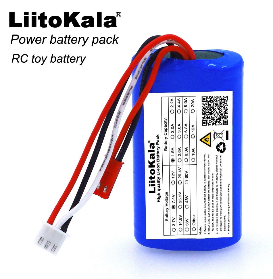 Liitokala 7.4V 18650 lithium battery 1500mAh 8.4V li-lon batteries aircraft batteries battery +