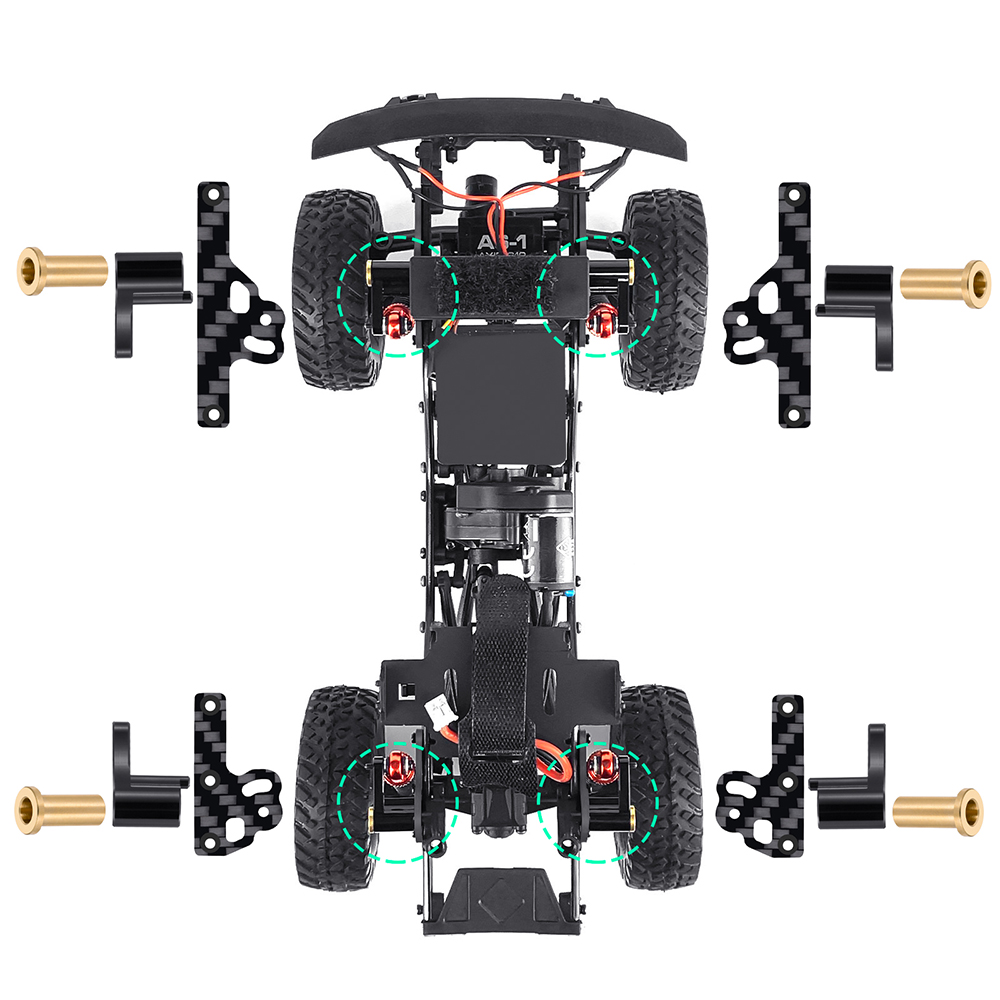 AXSPEED-hoja flexible de aluminio y fibra de carbono para suspensión, extensión de viaje, soporte de amortiguador para actualizaciones Axial SCX24 1/24
