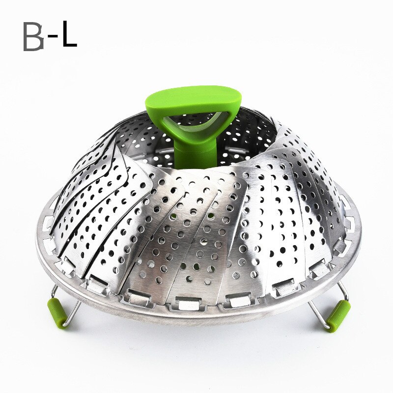 Foldeskål damp rustfrit stål mad damper kurv mesh vegetabilsk komfur damper udvideligt køkkenredskab til madlavning af damp: Bl