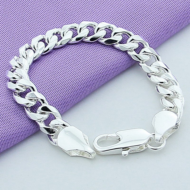 10 Mm Mannen Armband Zilveren 925 Sieraden Klassieke Ketting Link Armband Voor Mannelijke Fijne Sieraden