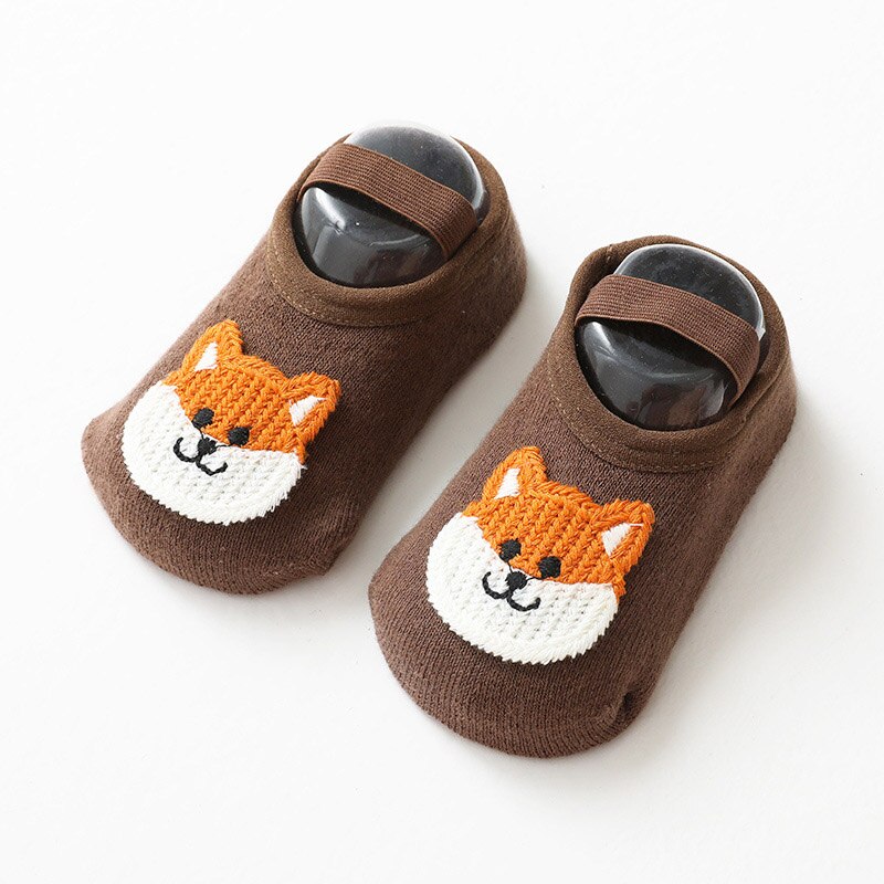 Weiche Warm Non-Slip Baby Socken Winter Herbst Cartoon Fox Lion Baumwolle Boden Socken Für Jungen Mädchen Zubehör Für kinder: coffee