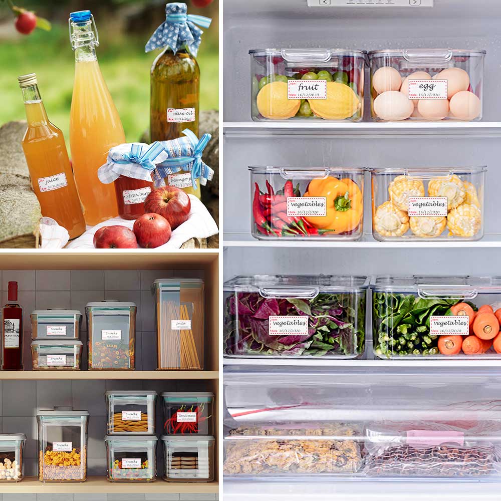 1000pcs/Roll Kitchen Sticker Refrigerator Freezer Food Storage Date Content Label 2 Roll