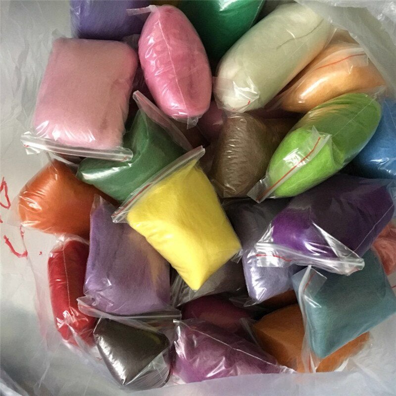 felting wool 36Pcs/Lot Merino Wool Fibre Roving For Needle Felting Hand Spinning DIY Fun Doll Needle work Wool Felt poke 5g/Pc